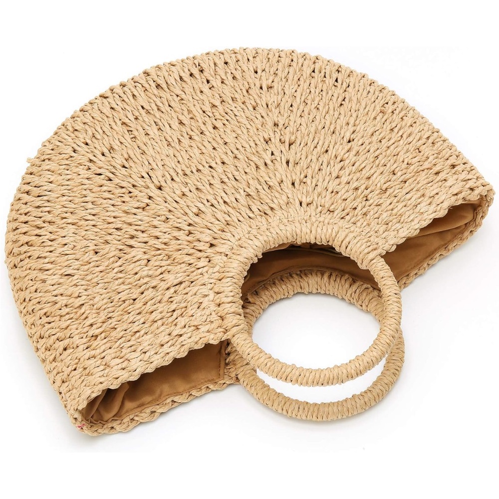 Handwoven Natural Straw Purse, Tote